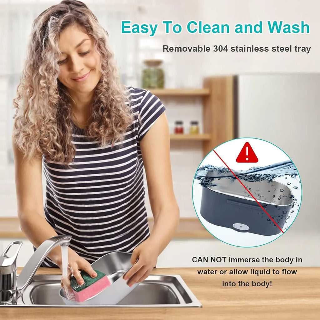 1.5L 60W Electric Lunch Box Portable Food Warmer Leak Proof Heating Container for Car Home Office Use Meal Prep