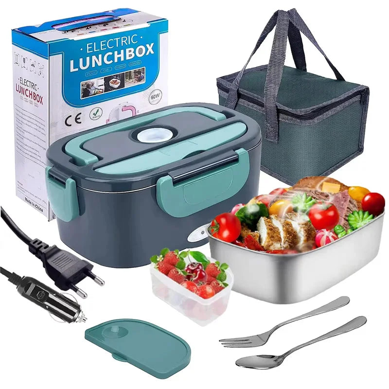 1.5L 60W Electric Lunch Box Portable Food Warmer Leak Proof Heating Container for Car Home Office Use Meal Prep