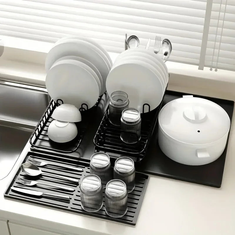 2-in-1 Silicone Coffee Bar Mat - XX-Large Non-Slip Counter Protector (60x40cm) Heat Resistant for Espresso/Cafe/Home Kitchen